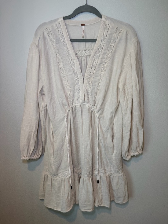 Free People Dresses & Skirts - Free People Cream Peasant Cottage Core Dress with Lace Size XL